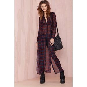 Nasty Gal Plaid Behavior shirt dress size S